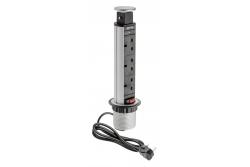 Desktop mortise extension cable 60mm, 3x UK socket (silver) ENGLISH VERSION 1208958627