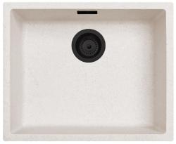 Zand Wit Creme Spoelbak 50x40 cm Onderbouw, Opbouw en Vlakinbouw met Mat Zwart Plug 1208970545