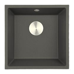 GraniteMy Universal Granieten Grijs, donker Spoelbak 40x40 cm Opbouw, Onderbouw en Vlakinbouw met RVS Plug 1208970742
